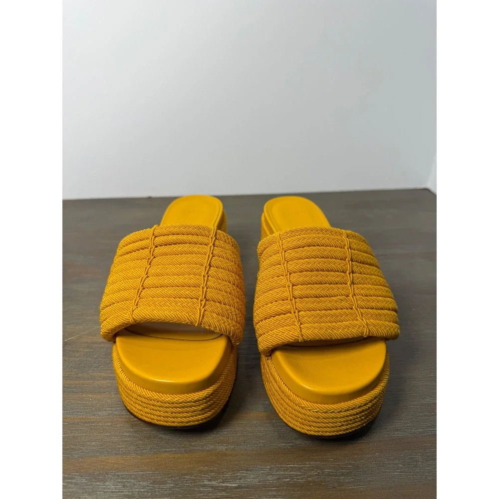 Vince Margo Cord Platform‎ Slide Sandals Mustard Yellow Size 5.5 NIB Designer